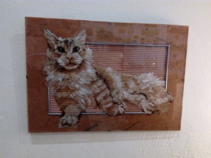malovaná kočka na skle
